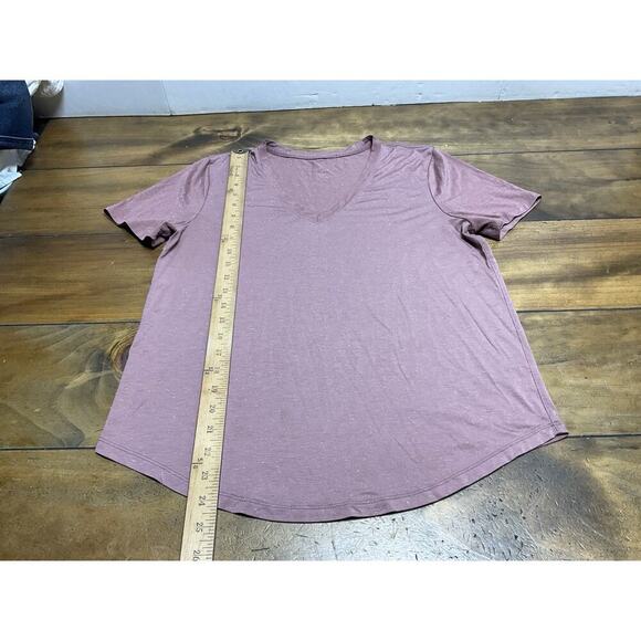 Lululemon Love Crew Short Sleeve V- Neck Size Medium Speckled Chai SCHI / WHT - Picture 4 of 7